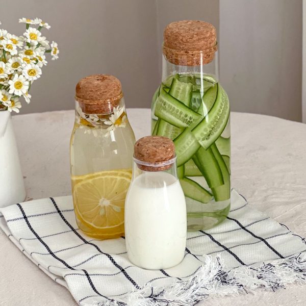 بطری پیرکس درب چوب پنبه در 3 سایز