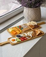 تخته سرو مزه بامبو وارداتی مدل ساده و سه خانه مناسب صبحانه و فینگر فود